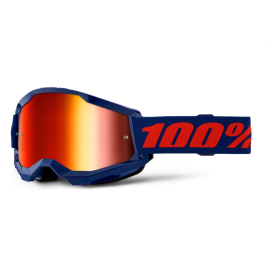 100% Strata 2 Goggle Navy / Red Mirror Lens