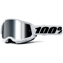 100% Strata 2 Youth Goggle White / Silver Mirror Lens